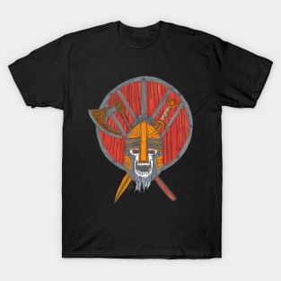 Viking Skull with Shield and Weapons T-Shirt